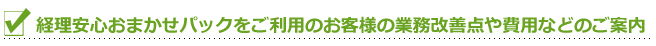 経理安心おまかせパックをご利用のお客様の業務改善点や費用などのご案内